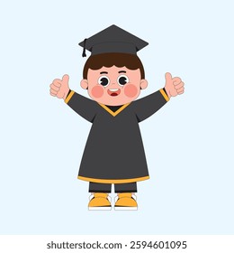 Boy Graduate with thumbs up cartoon character illustration