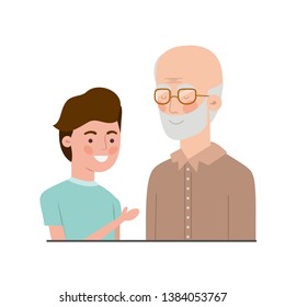 boy and grandfather avatar character