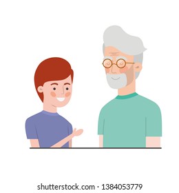 boy and grandfather avatar character