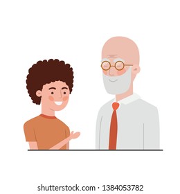 boy and grandfather avatar character