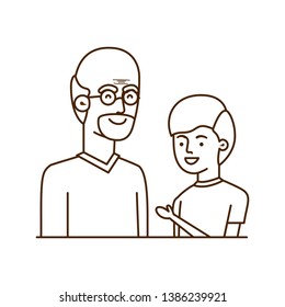 boy and grandfather avatar character