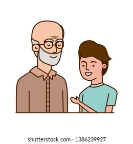 boy and grandfather avatar character
