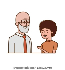 boy and grandfather avatar character