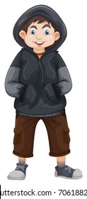 Boy in gray sweatshirt illustration