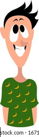Boy with green shirt, illustration, vector on white background.