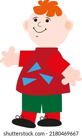 Boy with green shorts, illustration, vector on a white background.