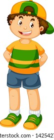 Boy in green and yellow striped shirt