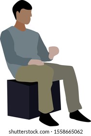Boy with grey sweater, illustration, vector on white background.