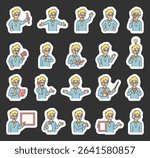 Boy guide character set with hands, books, signs, boards, devices, emotions, communication, presentation, teaching, reading, message, symbols, approval, music, and expressive human poses