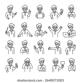 Boy guide character set with human features demonstrate communication, direction, teaching, thinking, celebration, and various emotional reactions for yours illustration and creative designs projects