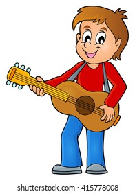 Boy guitar player theme image 1 - eps10 vector illustration.