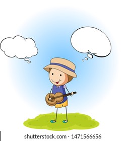 Dibujo de Boy with guitar speech bubys