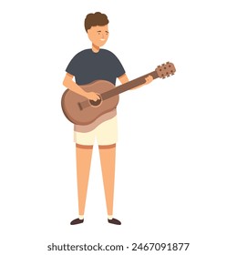 Boy guitar talent icon cartoon vector. Event art audio. Concert play