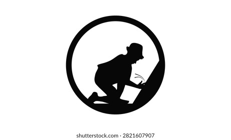 The Boy of Haarlem, black isolated vector silhouette