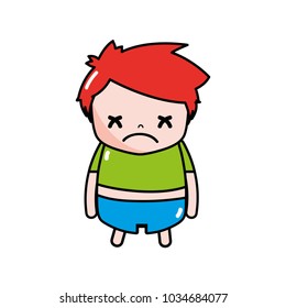 boy with hairstyle design and sad face