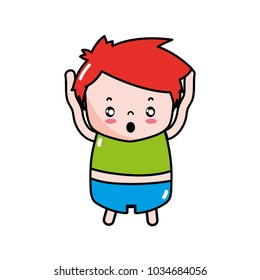 boy with hairstyle design and scared face
