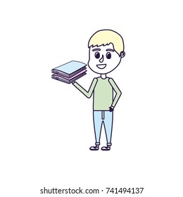 boy with hairstyle design and school tool in the hand