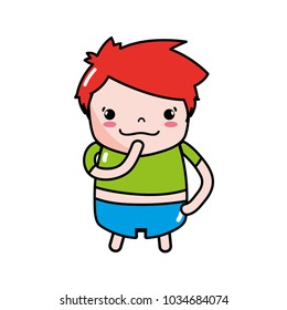 boy with hairstyle design and thinking face