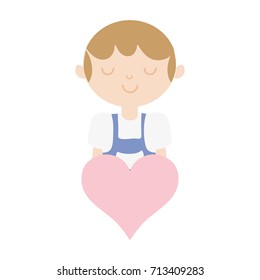boy with hairstyle and heart icon