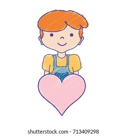 boy with hairstyle and heart icon