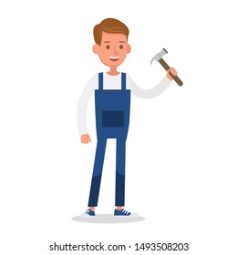 Boy With The Hammer character vector design.