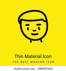 Cara de dibujo de mano de niño icono de material amarillo brillante mínimo