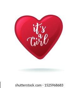It's a boy hand lettering text with 
heart. Vector illustration. Baby shower cards, banner, icon template.