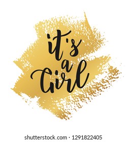 It's a boy hand lettering text. Vector illustration. Baby shower cards, banner template.