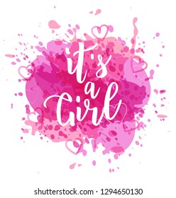It's a boy hand lettering text. Vector illustration. Baby shower cards, banner template.