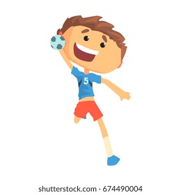 Boy handball player character cartoon vector Illustration