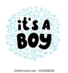 It's a boy. Hand-drawn congratulatory illustration. Baby shower.