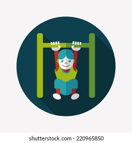 Boy hanging horizontal bar flat icon with long shadow,eps10