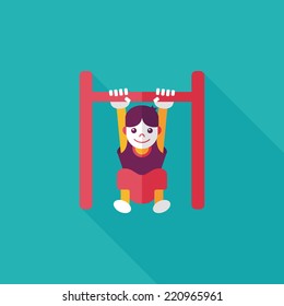 Boy hanging horizontal bar flat icon with long shadow,eps10