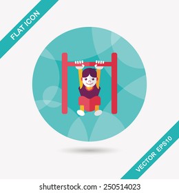Boy hanging horizontal bar flat icon with long shadow,eps10