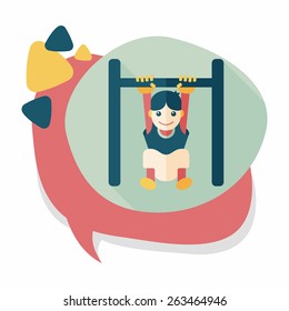 Boy hanging horizontal bar flat icon with long shadow,eps10