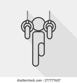 Boy hanging horizontal bar flat icon with long shadow, line icon