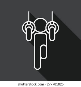 Boy hanging horizontal bar flat icon with long shadow, line icon