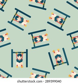 Boy hanging horizontal bar flat icon,eps10 seamless pattern background