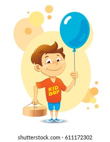 Boy happy birthday vector illustration. Kid boy vector art.