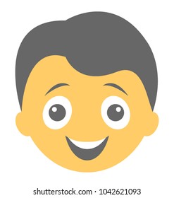 
Boy with happy expressions through emoticon icon
