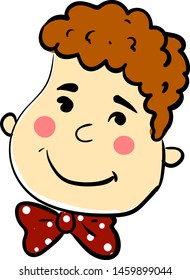 Niño con cara feliz, ilustración, vector sobre fondo blanco.