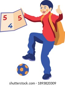 el chico está contento con las buenas notas