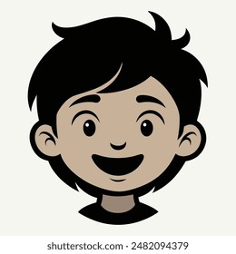 A Boy Happy Mode Emoji Style. Happy kids avatars. Cute children smiling, boy girl in rounds vector set. Illustration girl and boy avatar, happy kids, child happiness.