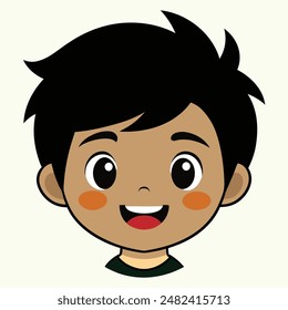 A Boy Happy Mode Emoji Style. Happy kids avatars. Cute children smiling, boy girl in rounds vector set. Illustration girl and boy avatar, happy kids, child happiness.