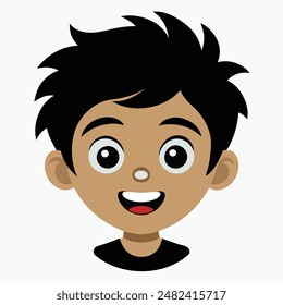 A Boy Happy Mode Emoji Style. Happy kids avatars. Cute children smiling, boy girl in rounds vector set. Illustration girl and boy avatar, happy kids, child happiness.
