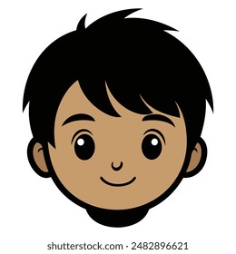 A Boy Happy Mode Emoji Style. Happy kids avatars. Cute children smiling, boy girl in rounds vector set. Illustration girl and boy avatar, happy kids, child happiness. Boy Face Vector Art illustration.