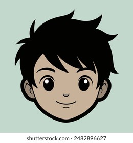 A Boy Happy Mode Emoji Style. Happy kids avatars. Cute children smiling, boy girl in rounds vector set. Illustration girl and boy avatar, happy kids, child happiness. Boy Face Vector Art illustration.