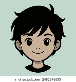 A Boy Happy Mode Emoji Style. Happy kids avatars. Cute children smiling, boy girl in rounds vector set. Illustration girl and boy avatar, happy kids, child happiness. Boy Face Vector Art illustration.