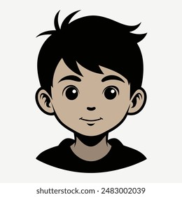 Un Niño Feliz Modo Emoji Estilo. Avatares de niños felices. Niños lindos sonriendo, chico chica en rondas conjunto de Vector. Ilustración avatar de niña y niño, niños felices, felicidad infantil. Ilustración del Arte vectorial de la cara del niño.