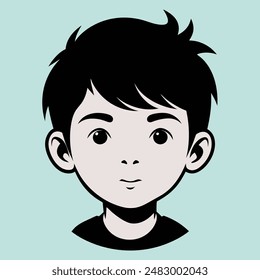 A Boy Happy Mode Emoji Style. Happy kids avatars. Cute children smiling, boy girl in rounds vector set. Illustration girl and boy avatar, happy kids, child happiness. Boy Face Vector Art illustration.